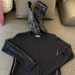 INC sweater and Rebecca Minkoff Booties